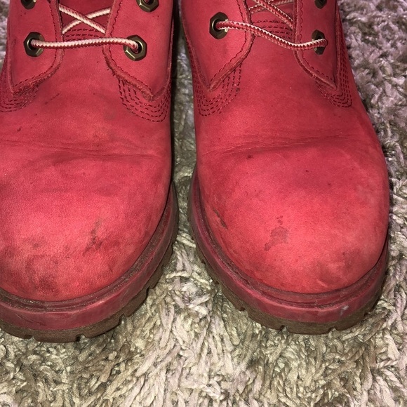 TIMBERLAND PREMIUM 6-INCH WATERPROOF BOOTS red/white genuine leather size 8M​​ - Picture 3 of 11